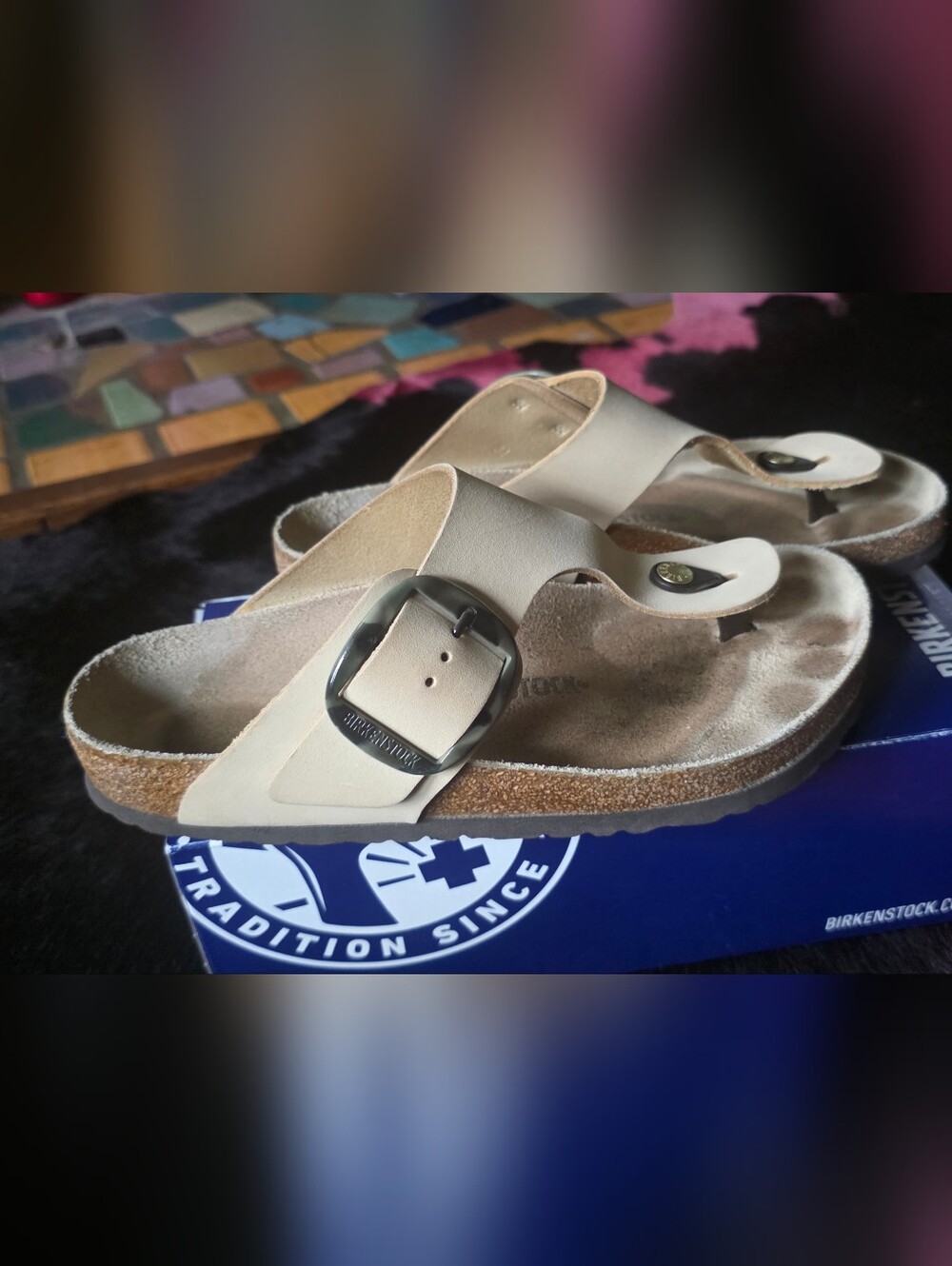 Birkenstock Gizeh Big Buckle Sandcastle Nubuck Leather Sandals 41